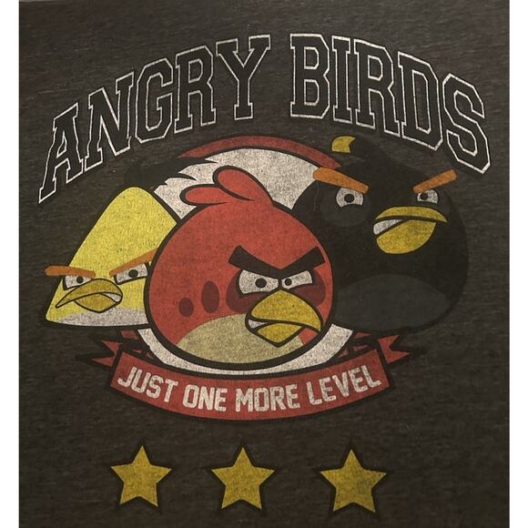 Angry Birds Men's L Gray "Just One More Level" Fifth Sun Authentic T-Shirt 00296 - Picture 3 of 7